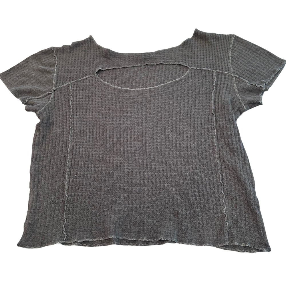 Gilded Intent Women Green Waffle Knit Cutout Grunge Whimsigoth Y2K Small
